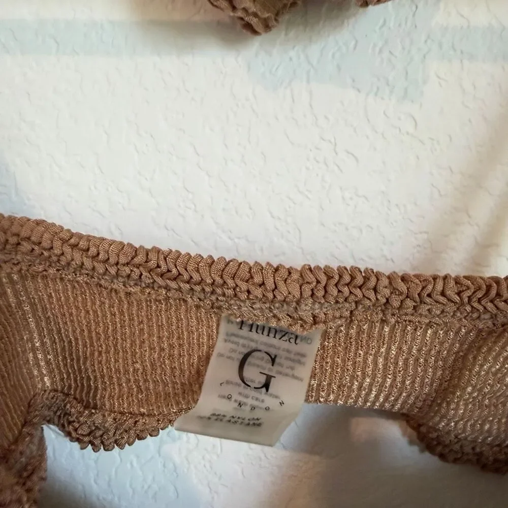 Hunza G Metallic Cocoa Gigi Bikini Swim Bathing Suit Set Women's One Size